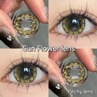 คอนแทคเลนส์ มี อย.ไทย รุ่น Sun Flower ลายดอกไม้ พร้อมส่ง มี สีเทา/ตาล มีค่าสายตา (0.00)-(-10.00) รายเดือน
