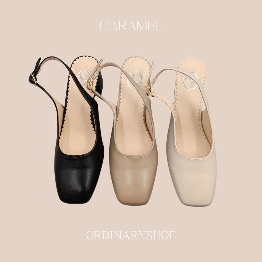สินค้าพร้อมส่ง 'Caramel' ordinaryshoe คัทชูหัวตัด รัดส้น ปรับสายได้ โทนสีสุภาพ ใส่ได้ทุกโอกาส (ไซส์จากปกติ)