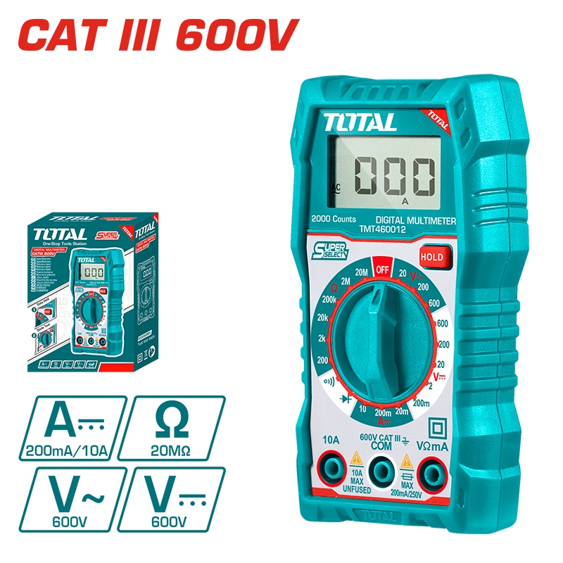 Total ดิจิตอล มัลติมิเตอร์ รุ่น TMT460012 ( Digital Multimeter ) โอห์มมิเตอร์