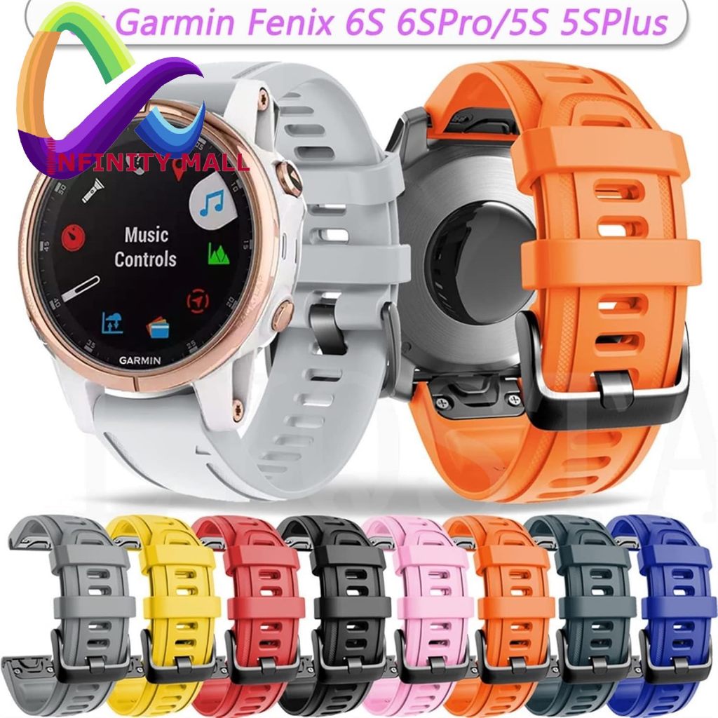 สายนาฬิกา Garmin Fenix 6s pro solar 6s 7s 8 43mm. sapphire solar / 5s / 5s Plus / D2 Delta 20 mm. silicone strap