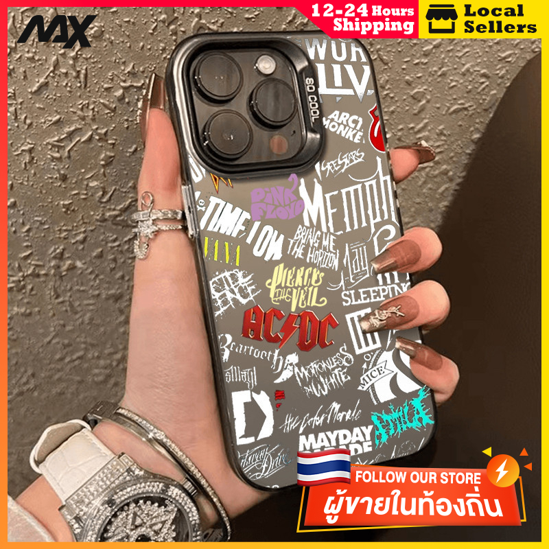 สีดำหรูหราซิลิโคนแข็งกรณีโทรศัพท์ ผนังตัวอักษรสีขาว for IPhone 13 12 7Plus 14 15 11 Pro MAX 8 6 7 6S Plus X XR XS