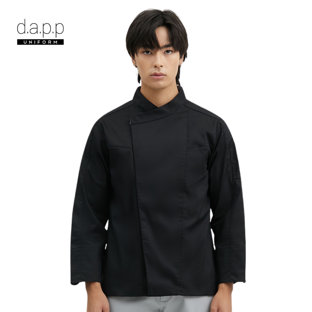 dapp Uniform เสื้อเชฟ เสื้อกุ๊ก แขนยาว รุ่น Tommy สีดำ (TJKB1009DPS)