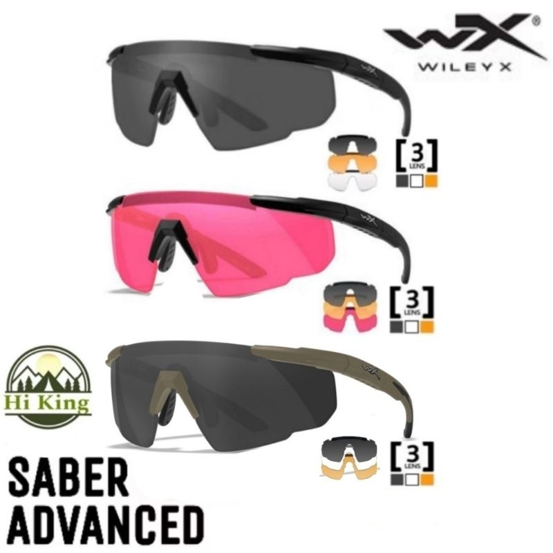แว่นตาWileyX รุ่น SABER ชุด 3 เลนส์ สามารถถอดสลับเลนส์ได้ เลนส์หนา 3 mm. พร้อมกระเป๋าใส่เเละสายคล้องแว่น