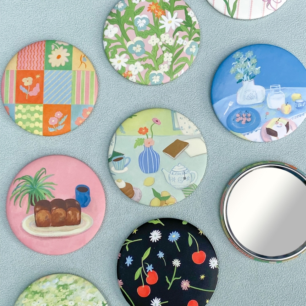 [Take Time To Make Kraam] Pocket Mirror กระจกพกพา พร้อมstickerข้อความดีๆ