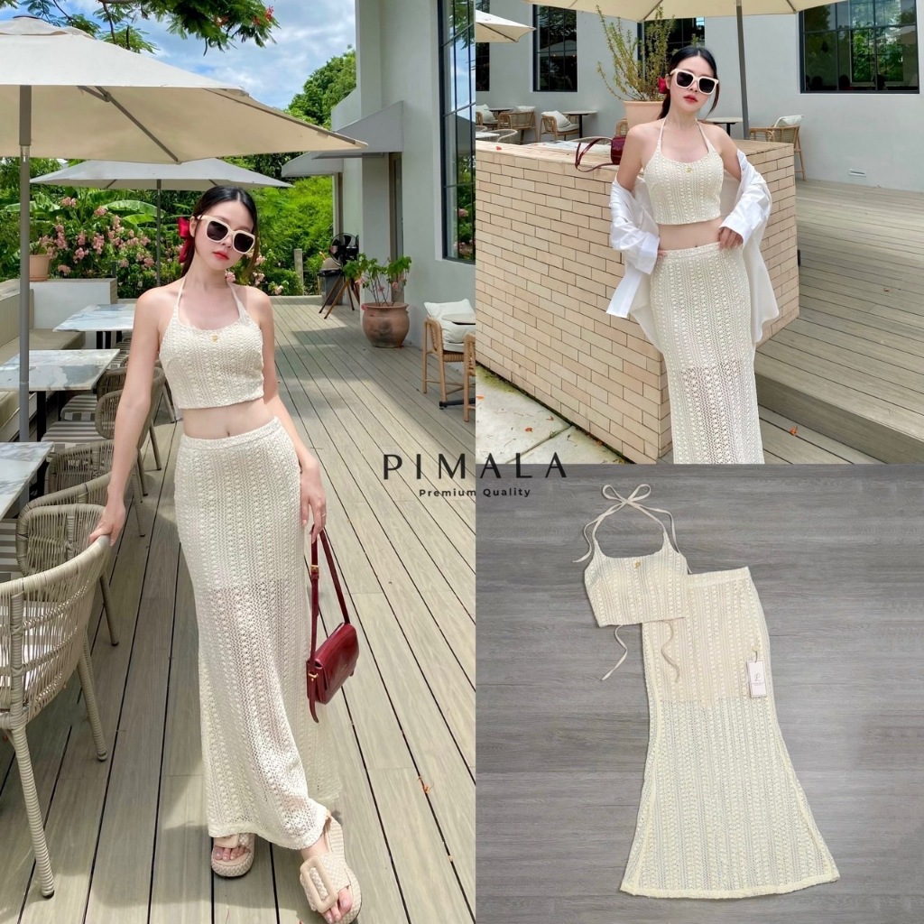 Pimala Setเสื้อสายเดี่ยวไหมพรมอย่างดีลาย