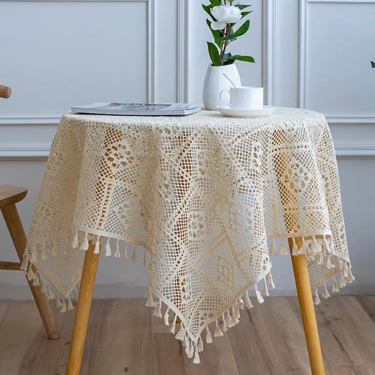OurHome [พร้อมส่ง] ผ้าปูโต๊ะผ้าฝ้าย 100% cotton tablecloth ของตกแต่งบ้าน ร้านกาแฟ โรงแรม และร้านอาหาร อุปกรณ์ประกอบฉาก