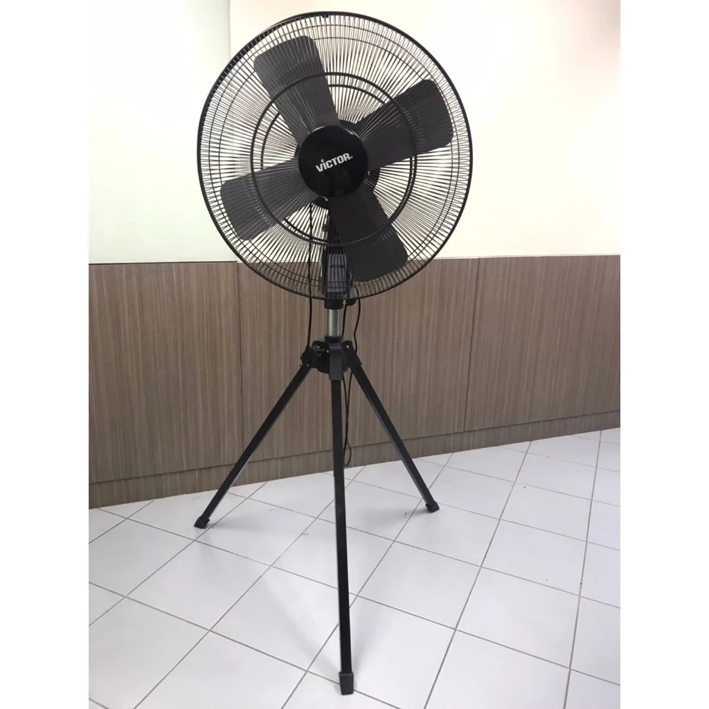 Victor พัดลมอุตสาหกรรม 3 ขา รุ่น IF-2423 ขนาด 24 นิ้ว สีเทาเข้ม ใบพัดเหล็ก 4 ใบพัด ประกันมอเตอร์ 3 ปี พัดลม ตั้งพื้น