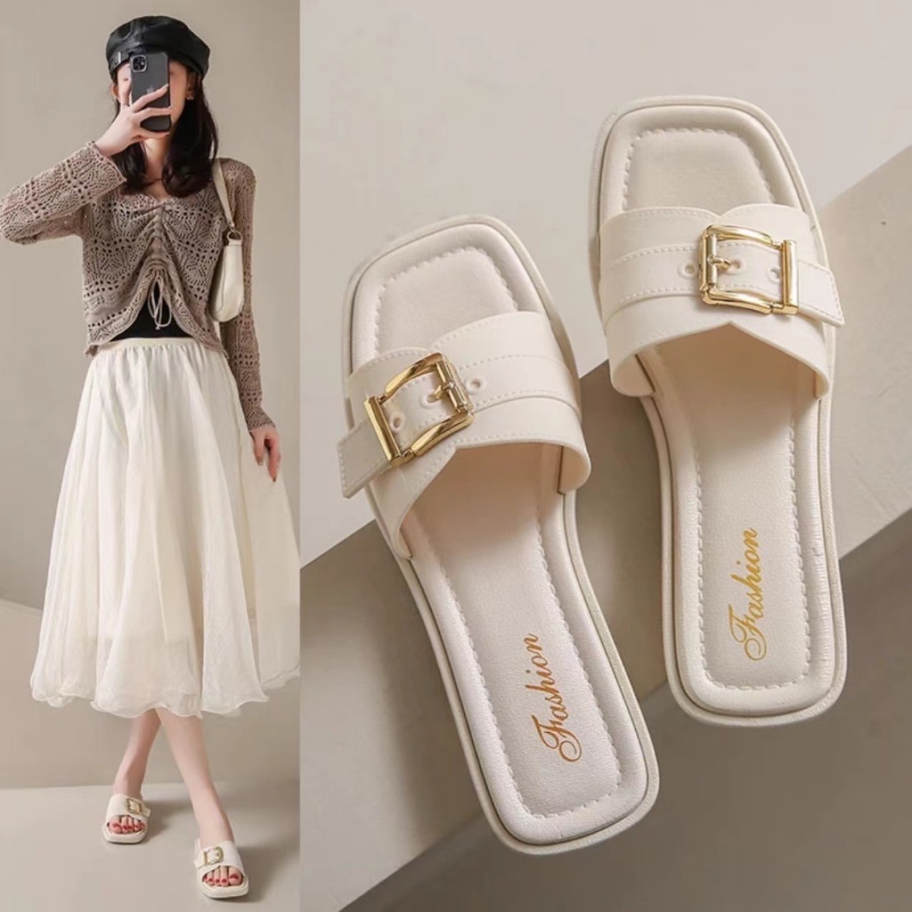 พร้อมส่ง  รองเท้าแตะแบบสวม รองเท้าแตะผู้หญิง สบาย ๆ กันลื่น#818--34#