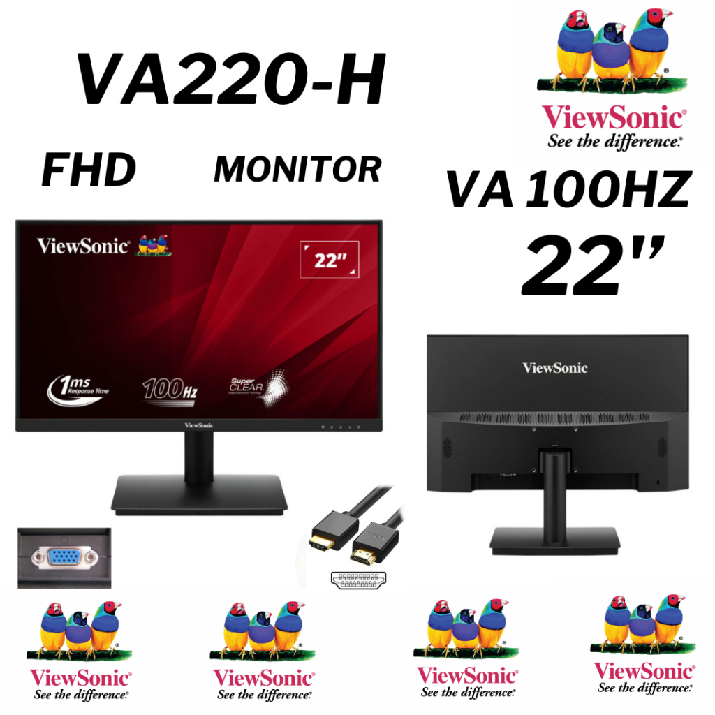 MONITOR (จอมอนิเตอร์) VIEWSONIC VA220-H - 21.5 VA FHD 100Hz (3Y)