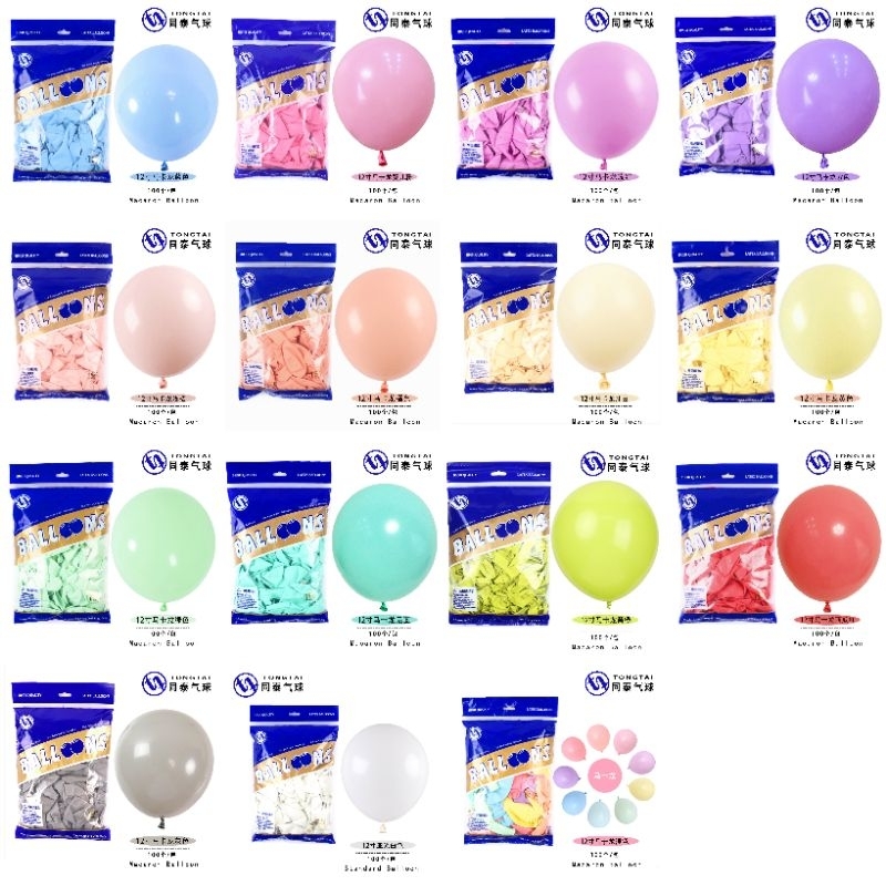 🎈 ลูกโป่งสีพาสเทล สีมาการอง 12 นิ้ว