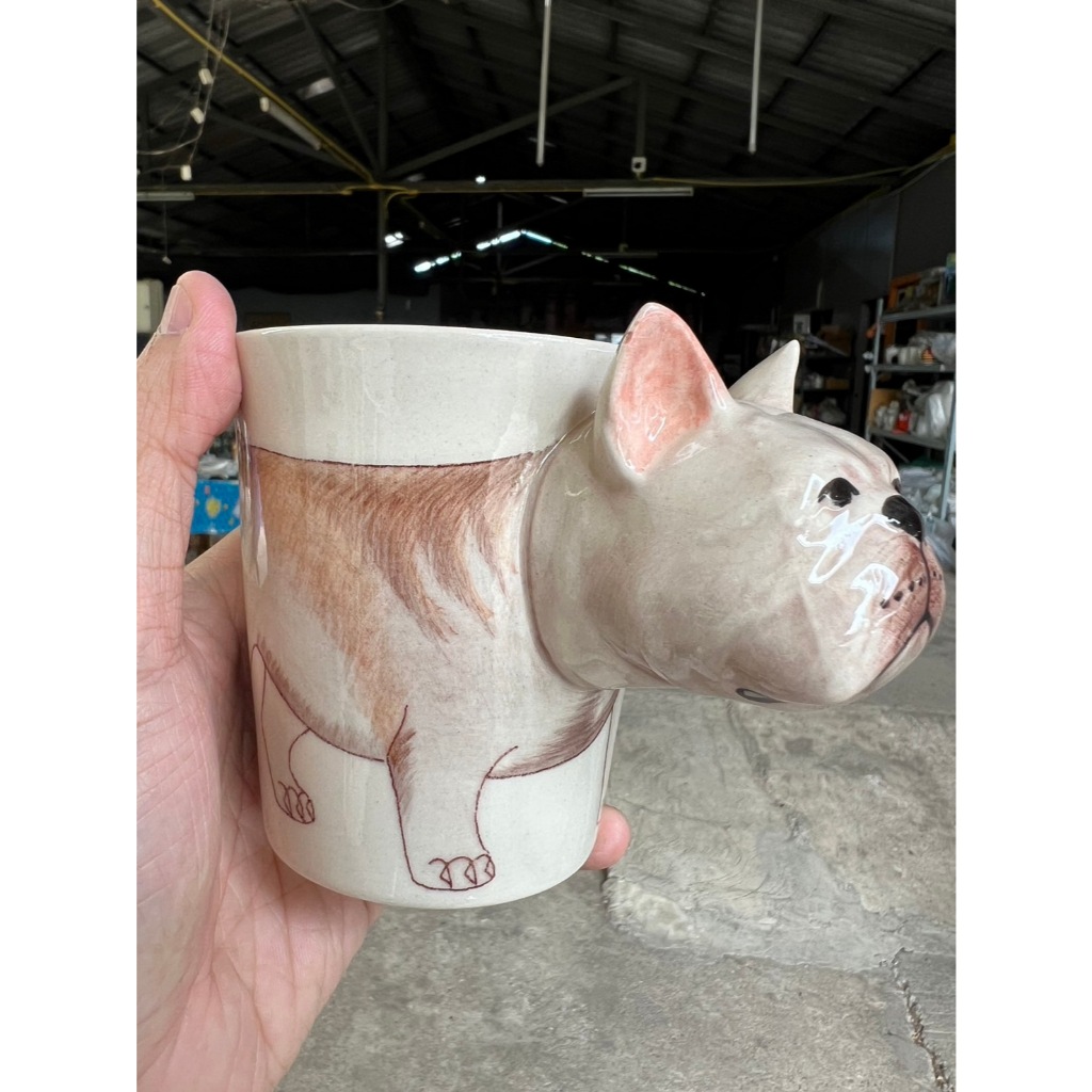 แก้วมัค สูง 9.5 11 ออนซ์ เฟรนช์ บูลด็อก (French Bulldog) เซรามิครูปสัตว์ แก้วกาแฟ ออกใบกำกับภาษีได้ - รูปที่ 5