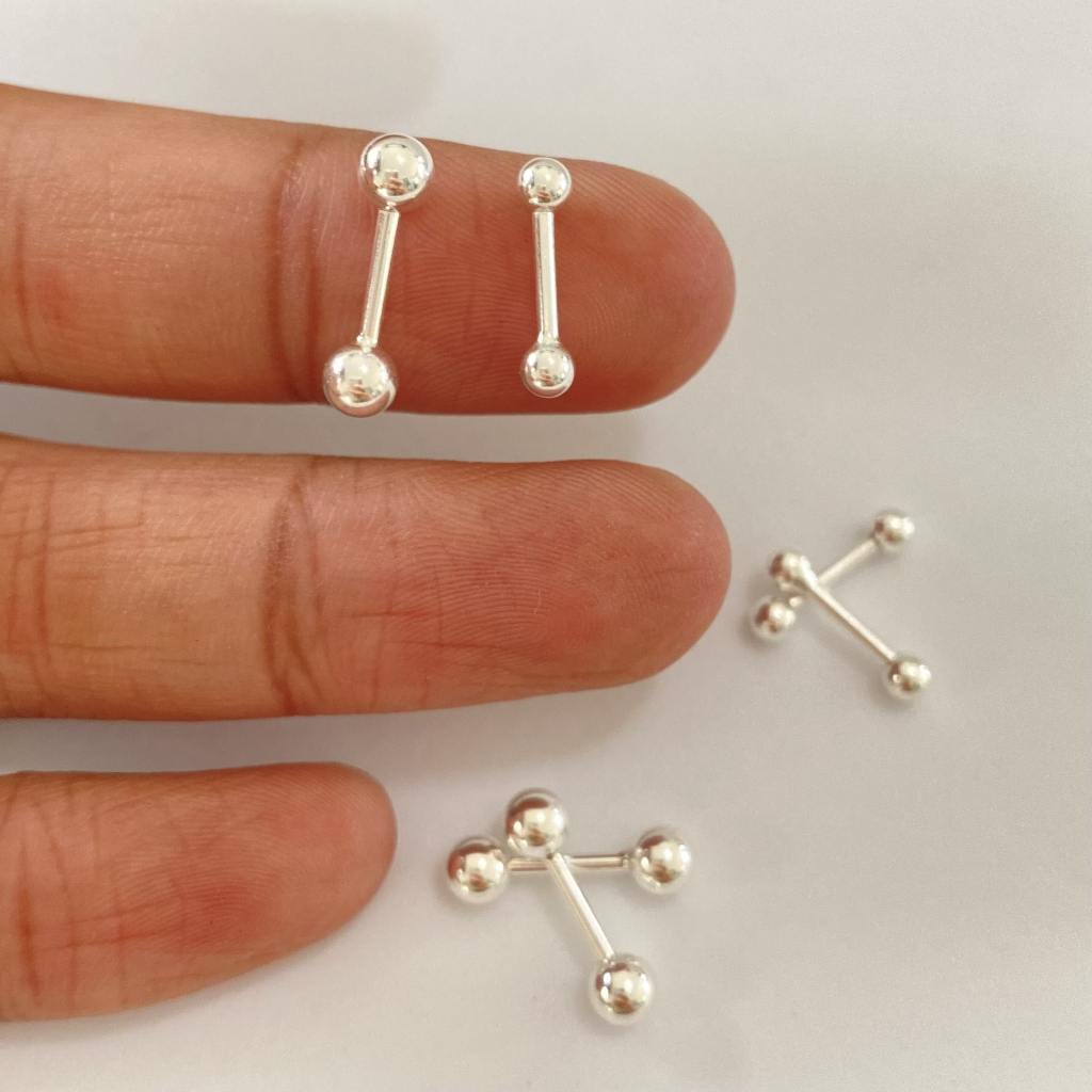 92.5% Silver (အမှန်) Ball Pins နားကပ်—ဂျီးဝ်နားပင်/ဘောလုံးပင် (မသက်သာ မယားမလိမ်း)