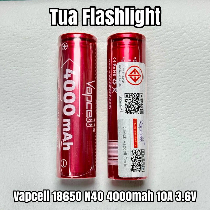 ถ่านชาร์จ Vapcell 18650 N40 4000mah 10A 3.6V