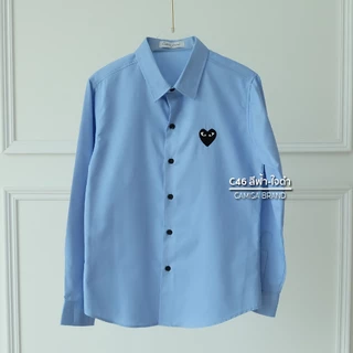 (C46 สีฟ้า-ใจดำ) [โค้ด WRTBAZ ลด 60] ผ้าCottonคุณภาพดี เสื้อทำงาน เสื้อใส่เที่ยว