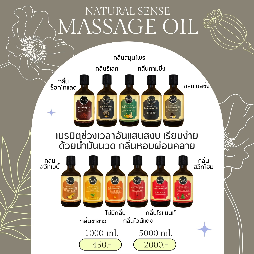 น้ำมันนวดอโรม่า น้ำมันนวดสปาเกรดพรีเมี่ยม นวดง่าย ไม่เหนียวตัว  NS Massage Oil (300ml/500ml) - รูปที่ 4