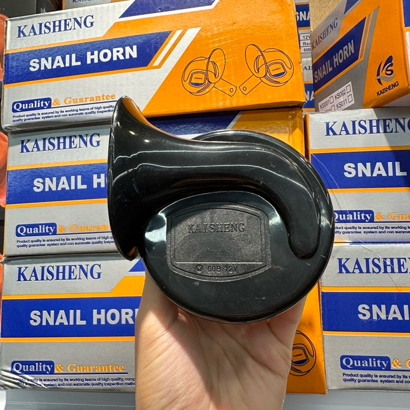 แตรรถยนต์เสียงเบนซ์ กล่องส้ม แตรหอยโข่ง KAISHENG Snail Horn 110 dB (A) สีดำ 12V ราคาต่อคู่ ของแท้ 10