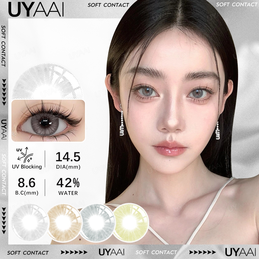UYAAI 【ค่าสายตา0~-6.00】UYAAI คอนแทคเลนส์บิ๊กอาย สีน้ําตาล 14.2 มม. 2 ชิ้น/คู่ Natural color คอนแทคเลนส์