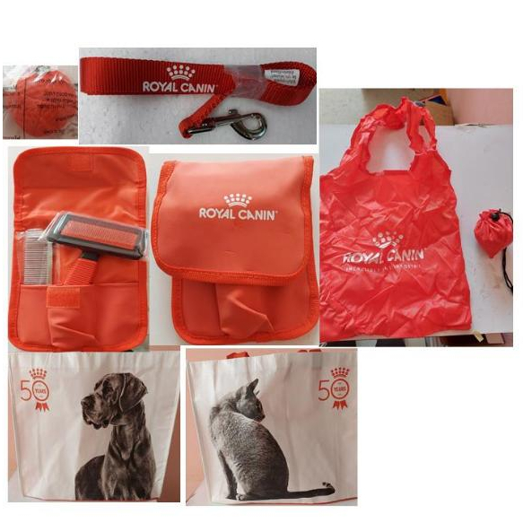สินค้าพรี่เมี่ยม Royal Canin ถังใส่อาหารสัตว์เลี้ยง ชุดแปรงขนสุนัข สายจูง กระเป๋าช็อปปิ้ง(พับได้) กระเป๋า ลูกบอล แคทนิพ