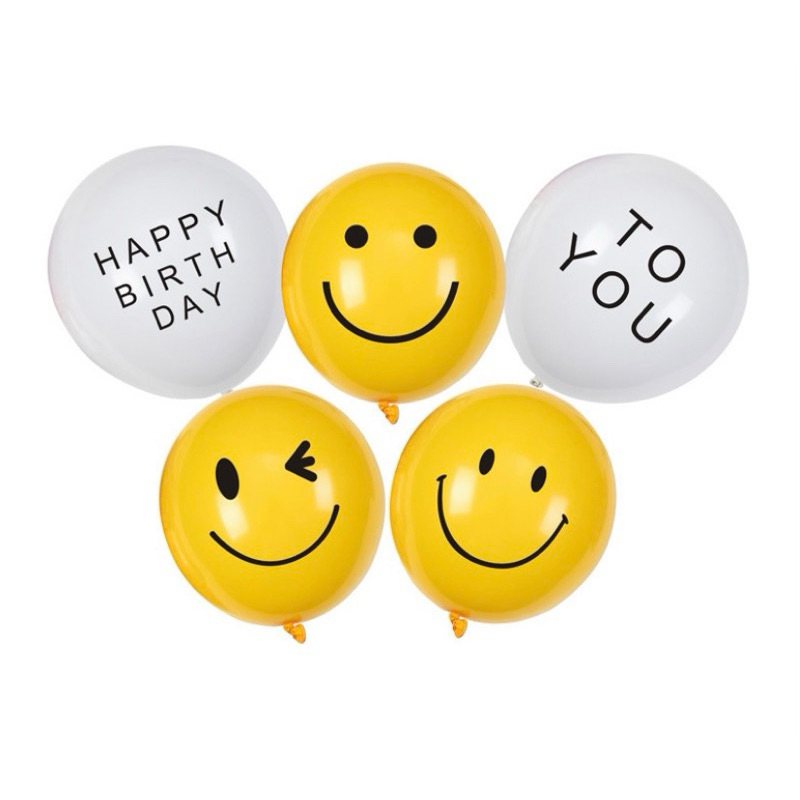ลูกโป่งหน้ายิ้มSmile ลูกโป่งHHappy birthday to you พร้อมส่งในไทย ขนาด10นิ้ว 12 นิ้ว