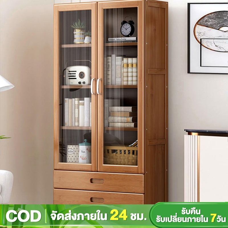 ชั้นวางหนังสือตู้หนังสือชั้นเก็บอะคริลิคโปร่งใสตู้หนังสือประตู Simple Multi-Layer Space-Saving Cabinet
