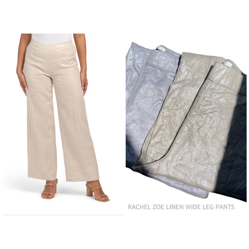 RACHEL กางเกงผ้าลินิน ทรงขากว้าง เอวสูง ZOE LINEN WIDE LEG PANTS