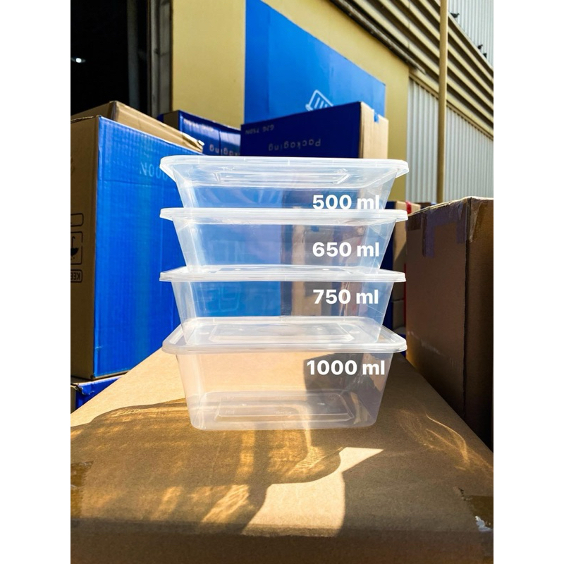 NLTYกล่องข้าวไมโครเวฟ ทรงเหลี่ยม ทนความร้อน มีหลายขนาด 350 , 500 ,650, 750 ,1000 ml / 25 ใบ ต่อแพ็ค