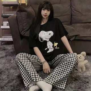 ชุดนอนแขนสั้นขายาว ชุดนอนขายาว ชุดนอนแขนสั้น ชุดนอนการ์ตูน ฟรีไซส์ งานใส่สบาย BE