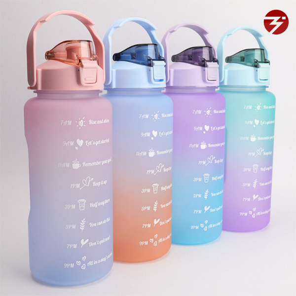 กระบอกน้ำ 2ลิตร ขวดน้ำพกพา ขนาด2ลิตร ขวดน้ำสีพาสเทล สามารถบอกเวลา ขวดน้ำพกพา กระบอกน้ำ น้ำหนักเบา ขวดน้ำบอกเวลา