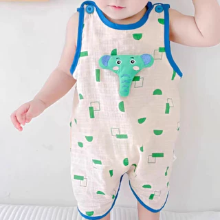 Babyonline(Y446)J2 (ส่งด่วน1วัน)ชุดบอดี้สูทสำหรับเด็กแรกเกิดแบบเสื้อกล้ามลายช้างน่ารัก ผ้าฝ้ายเกรดA นิ่ม ระบายอากาศ