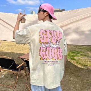 TeeTwoOne ผ้าคอตตอน100% t shirt พิมพ์ลาย“GFUP GOOD” สไตล์เกาหลี ผู้ชาย เสื้อยืดโอเวอร์ไซส์ unisex【COD】