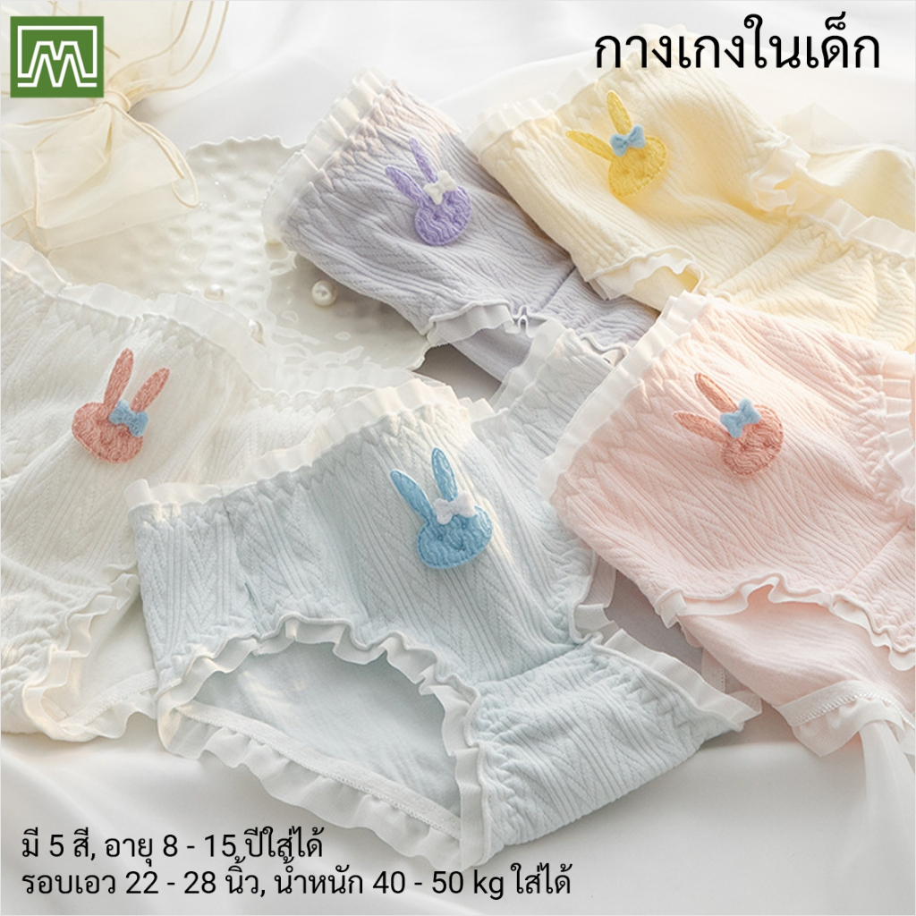 #2860 กางเกงในเด็ก นักเรียน: (ใส่ได้ 8 - 15 ขวบ, น้ำหนัก 40 - 50 kg) คุณภาพดี, ผ้าคอตตอน 100% (5 สี)