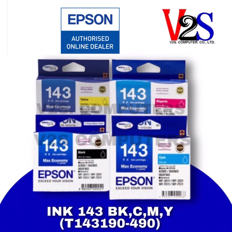 Epson ตลับหมึกแท้ Cartridge 143 (T143) BK / C / M / Y INK Cartridge ของแท้