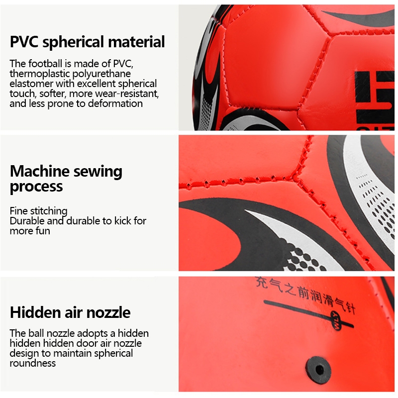 ฟุตบอลแท้ ลูกฟุตบอล หนังเย็บ เบอร์ 5 หนัง PU นิ่ม มันวาว Soccer ball ฟุตบอล ทำความสะอาดง่าย - รูปที่ 3