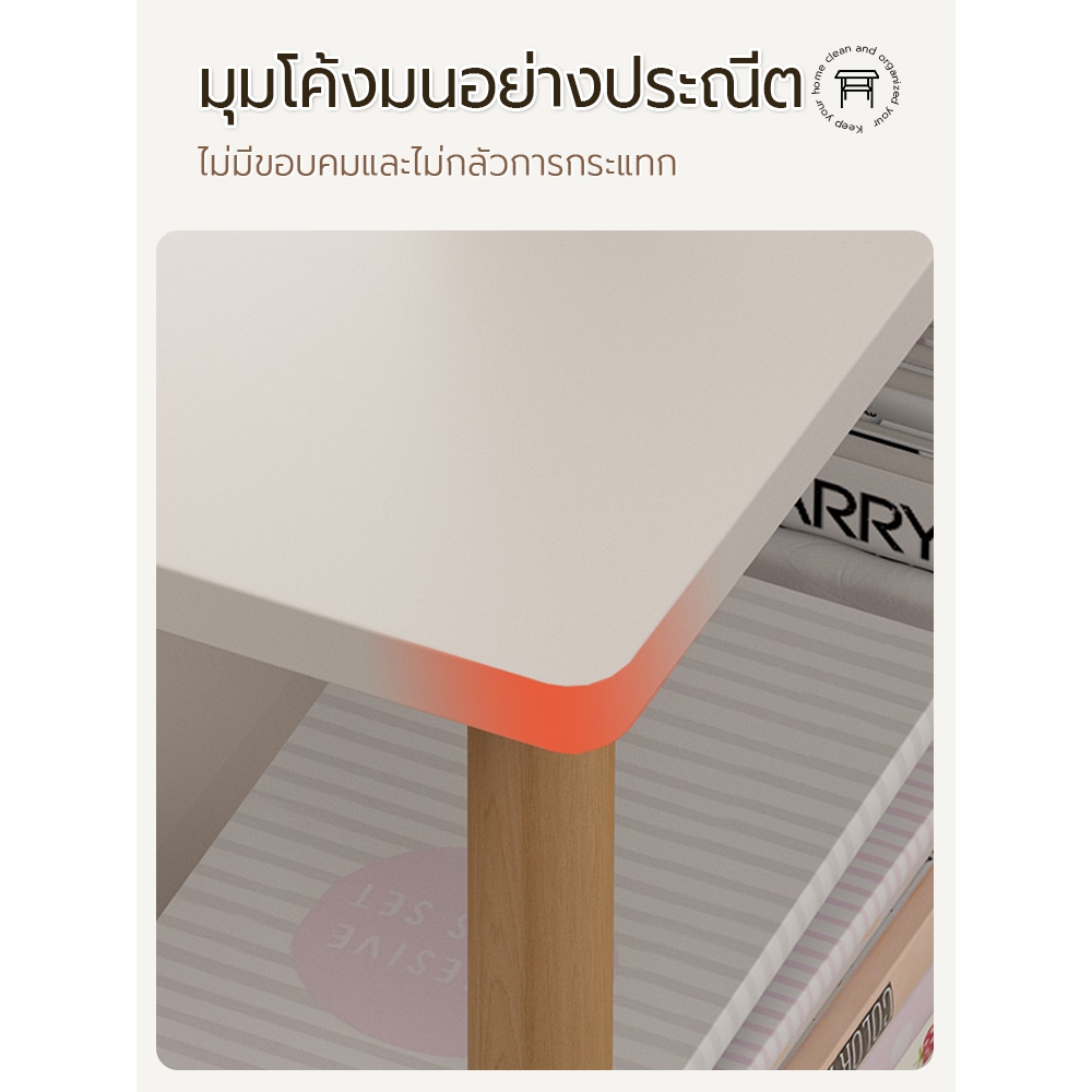 ORANGE【มุมโค้งมน ป้องกันการชน】ชั้นวางของสไตล์นอร์ดิก ตู้ข้างเตียง ชั้นวางของหัวเตียงแบบมินิมอล จัดส่งทันที！！ รูปที่ 4