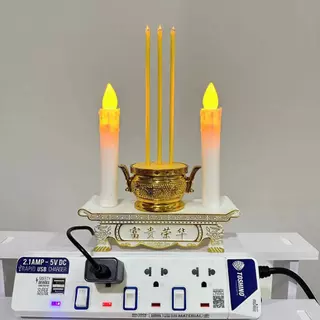 ชุดธูปเทียนไหว้เจ้าled กระถางธูปไฟฟ้า การใช้ปลั๊กไฟและอินเทอร์เฟซ USB ความยาวสายไฟ 1.5 เมตร