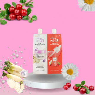 (กล่องx6)(ครีมซอง 2 หัว) BABY BRIGHT 2 IN 1 SET เบบี้ไบร์ท DAY & NIGHT/CLEAR & TREAT ACNE/SERUM & AURA 6g+6g