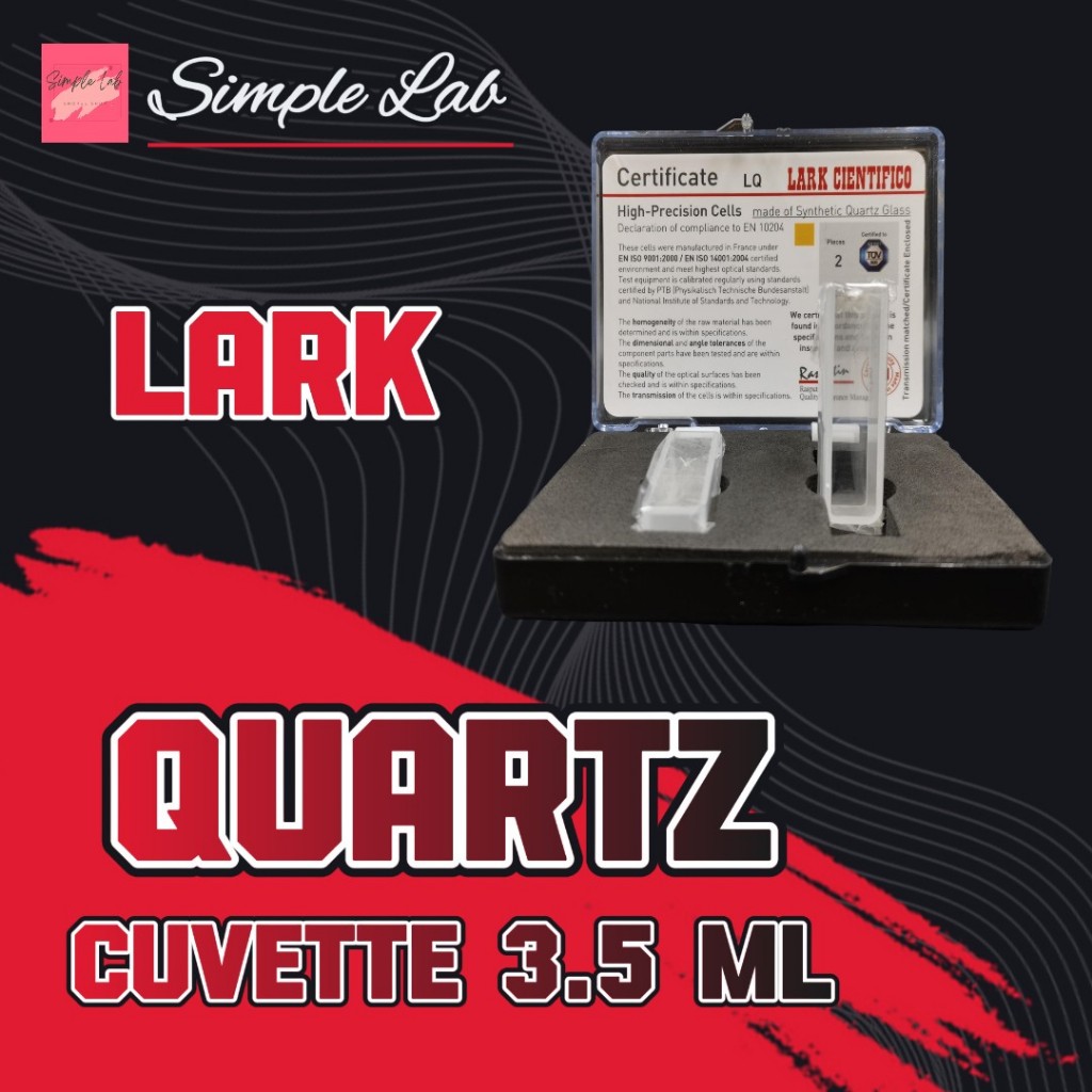Quartz cuvette standard cell with lid stopper 3.5 ml, 2 ea / LARK / FRANCE (คิวเวท ควอร์ต)