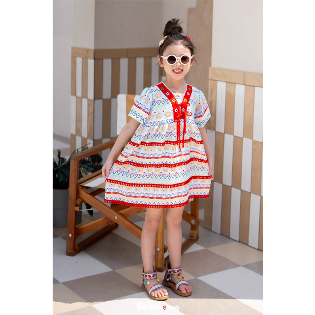 Thelandofvava LOOK4 VNXZ1084 เดรสเด็กหญิง BOHEMIAN ลิขสิทธิ์แท้จาก vava
