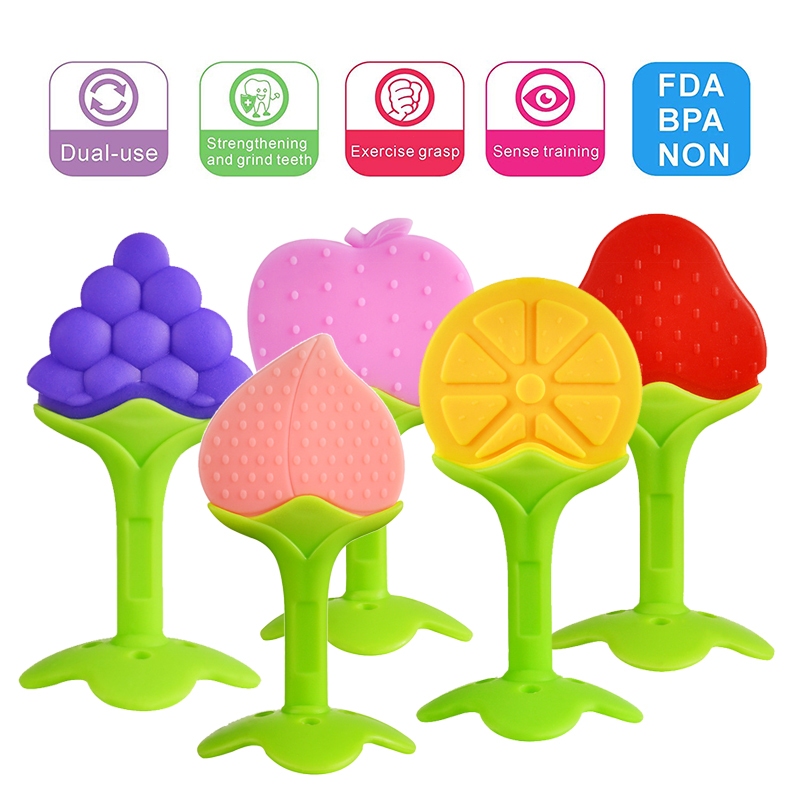 ยางกัดเด็กทารก ยางกัดซิลิโคนผลไม้ baby teether ลดอาการคันเหงือก ฟันขึ้น พร้อมกล่องเก็บ