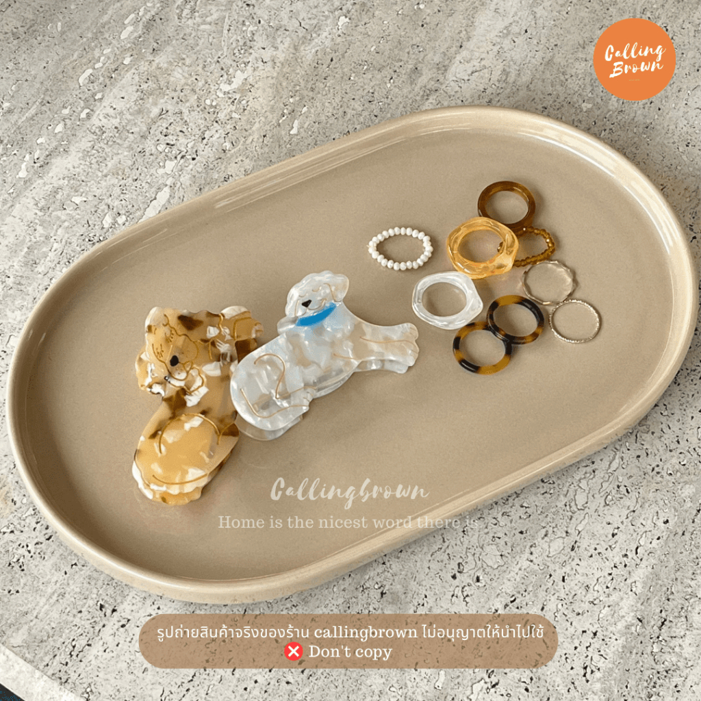callingbrown [ พร้อมส่ง ] Home cafe ถาด รองอาหาร ถาดเซรามิค ครีม