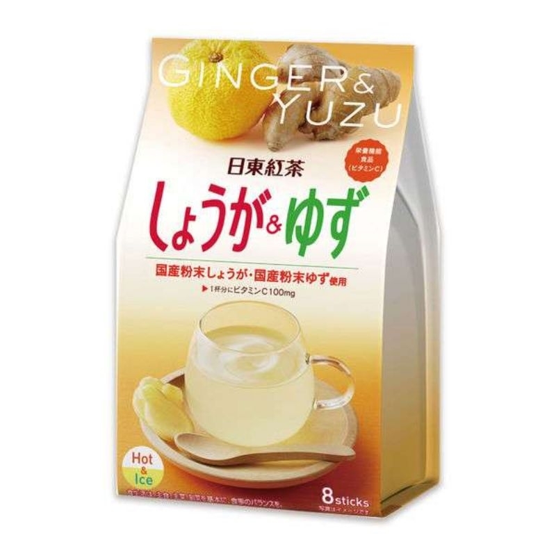 Nittoh Tea Ginger & yuzu นิตโตะ ชาขิง ชาดำผสมขิงผงและส้มยูสุ ชนิดผง ชงในน้ำร้อน ชา จากญี่ปุ่น (Sitcks8 ซอง)