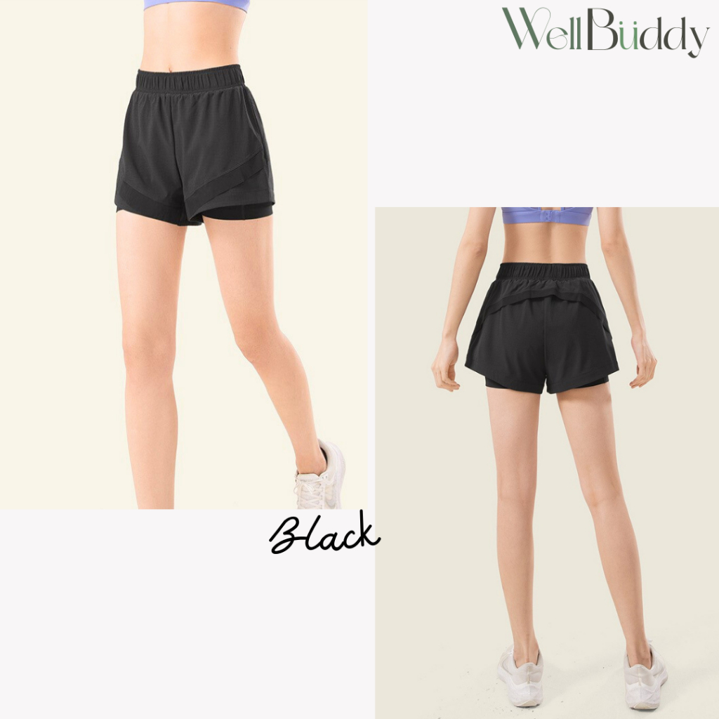 WellBuddy กางเกงวิ่งผู้หญิง มีซับในกันโป๊ ใส่มือถือได้ กางเกงออกกำลังกายขาสั้น (Cotton Cloud Pants) - 6