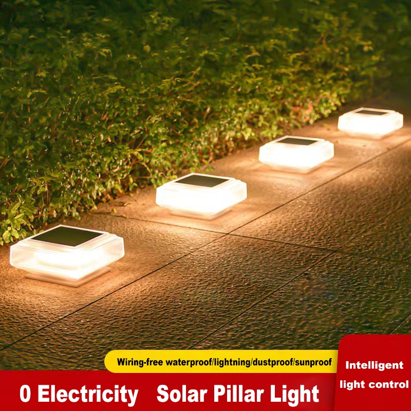 【การจัดส่งไทย】โคมไฟหัวเสาโซล่าเซลล์ led ไฟติดผนัง ไฟตกแต่งสวน solar light กันน้ำ ทนแดด อุปกรณ์ครบชุด สว่างรอบทิศทาง