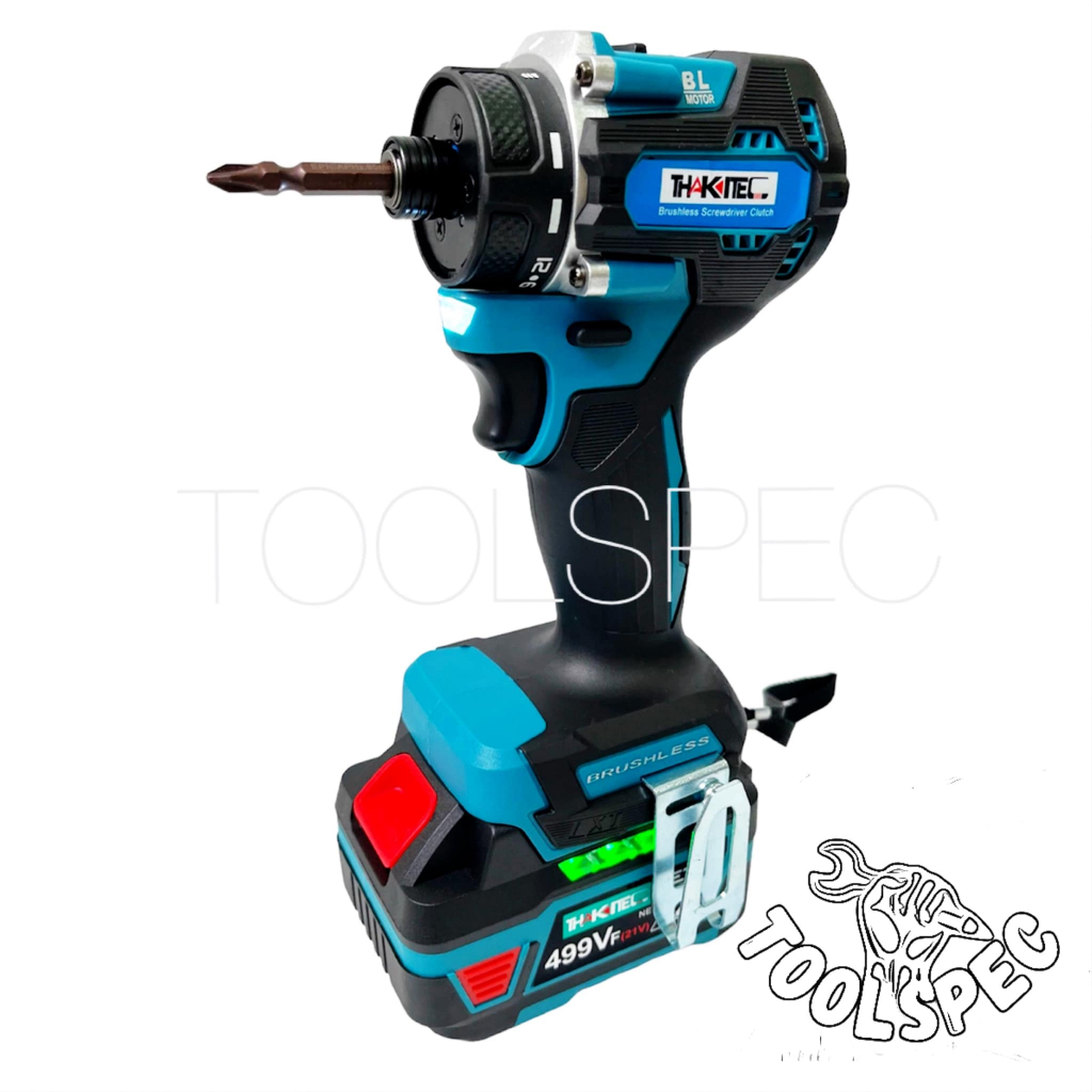 THAKITEC รุ่นใหม่ ไขควงคลัชไร้สาย มอเตอร์บัลเลส แบต ALL NEW 499Vf  ปรับท๊อกซ์ได้ แถมดอกไขควง 2 ดอก รุ่น TKS23 - รูปที่ 2