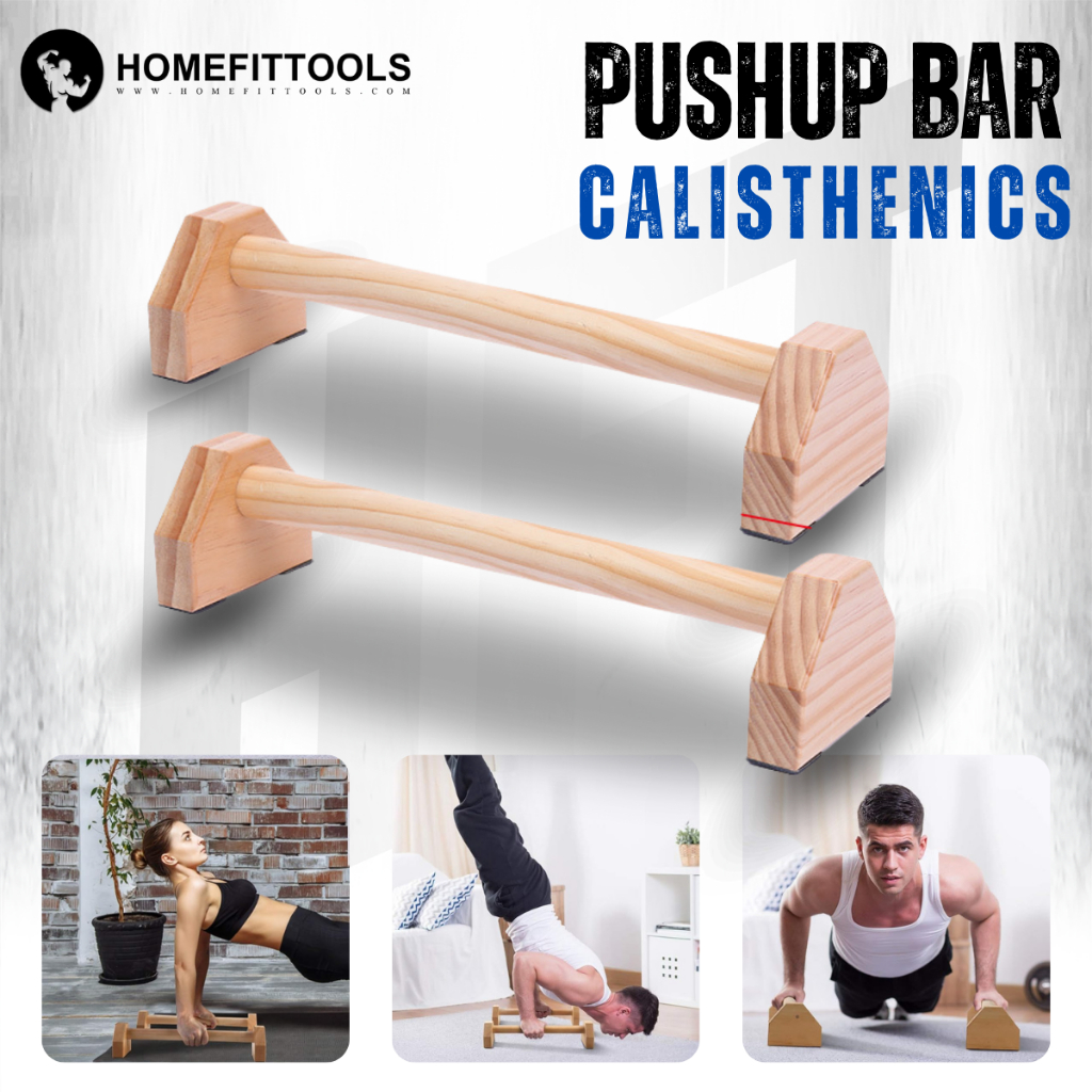 บาร์ไม้คู่วิดพื้น บาร์วิดพื้น บาร์หกสูง ออกกำลังกาย Calisthenics Wooden Push Up Bar - Homefittools