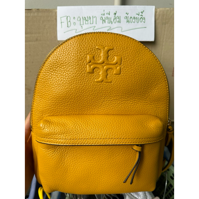 USED TORY BURCH กระเป๋าเป้สะพายหลัง สีเหลือง ของแท้ 100%