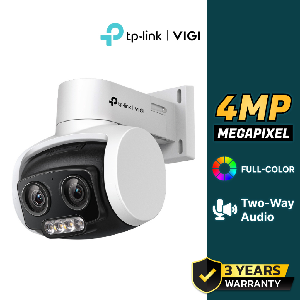 TP-LINK VIGI C540V VIGI 4MP Outdoor Full-Color Dual-Lens Varifocal Pan Tilt Network Camera(กล้องรักษ