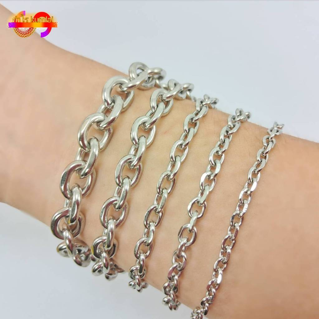 A14 สร้อยข้อมือ เท่ห์ๆ สวยๆ ลายโซ่คดกริช สร้อยข้อมือสแตนเลสแท้  กำไลข้อมือสแตนเลส กำไลแฟชั่น