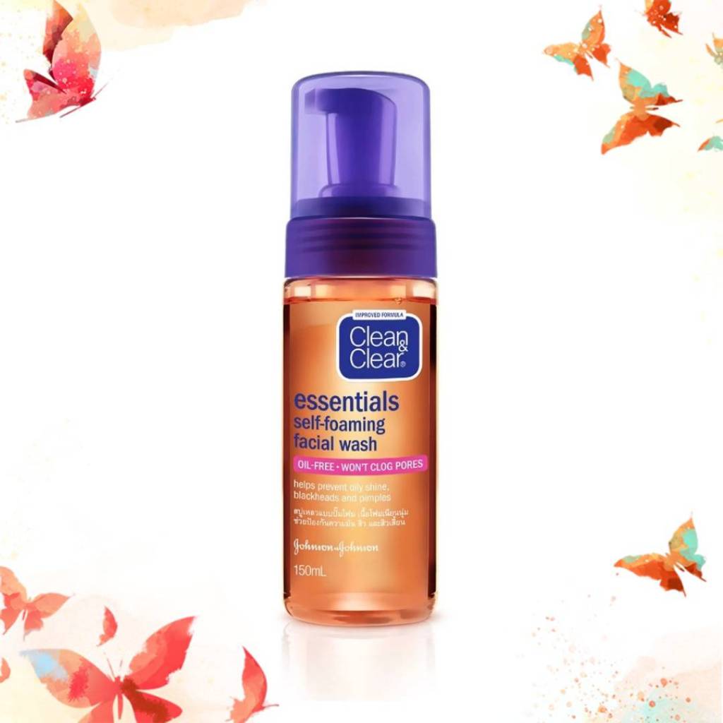 Clean & Clear Essentials Self Foaming Facial Wash 150ml. คลีน แอนด์ เคลียร์ โฟมล้างหน้า เซลฟ์โฟมมิ่ง เฟเชียล วอช 150มล.