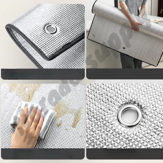 🚚พร้อมส่ง ม่านบังแดด ขนาด70x20-250cm. แผ่นฉนวนกันความร้อน 2ด้าน หนา5มม. บังแดดอลูมิเนียนฟอยล์ ฟรีตัวดูดกระจก